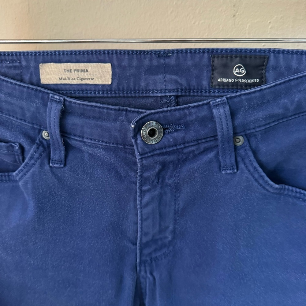 AG Adriano Goldschmidt Prima Cigarette Mid-Rise Stretch Sateen Jeans Royal Blue - Picture 8 of 15